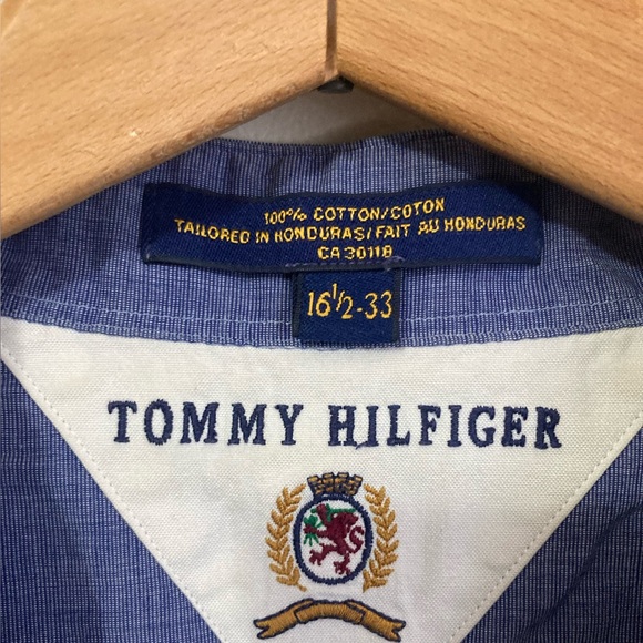 Men’s Tommy Hilfiger Cotton Button Down Dress Shirt 16 1/2 - 33 Blue long sleeve - Picture 4 of 4